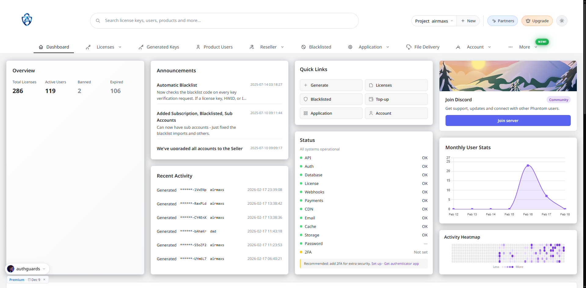 AuthGuards dashboard preview